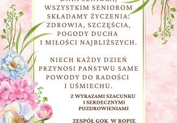 ŻYCZENIA Z OKAZJI ŚWIATOWEGO DNIA SENIORA