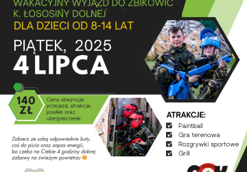 WAKACYJNY WYJAZD DO ŻBIKOWIC - PROJEKT PAINTBALL